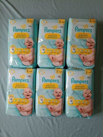 Lot de six paquets couches Pampers premium protection T2 taille 3