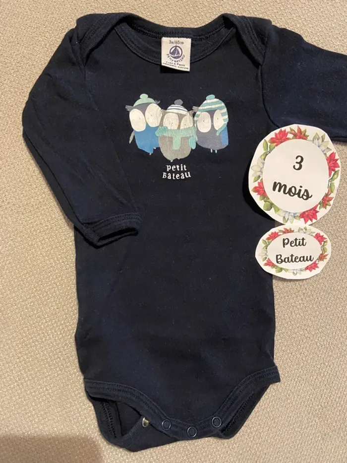 Body manches longues petit bateau 3 mois - photo numéro 2
