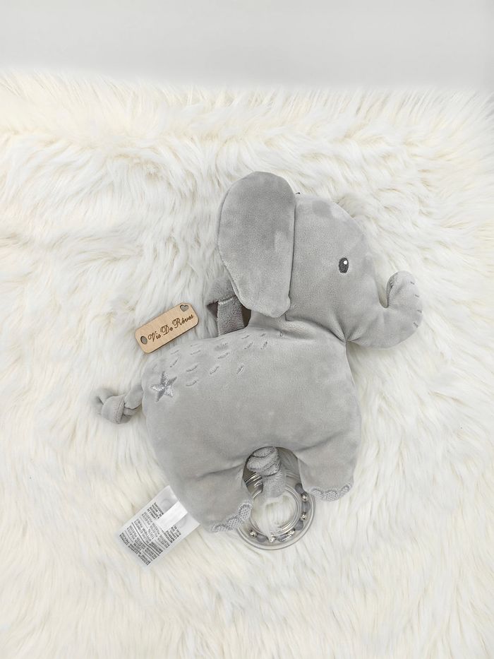 Doudou Peluche Éléphant musical Gris Argenté Mots D'enfants