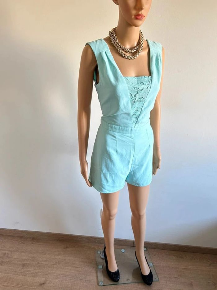 Combishort turquoise neuf sans manches Naf Naf taille 38 (valeur 65€) - photo numéro 4