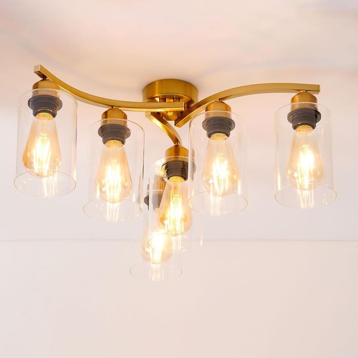 [NEUF] Lustre avec 6 Abat-jour en Verre, E27, Plafonnier Vintage