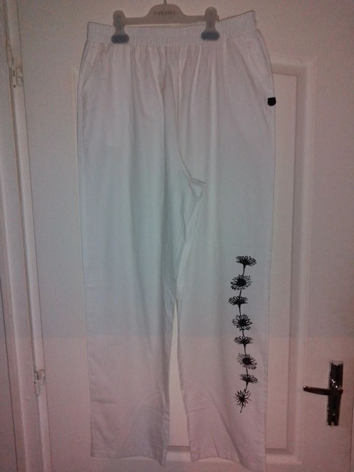 Pantalon blanc imprimé