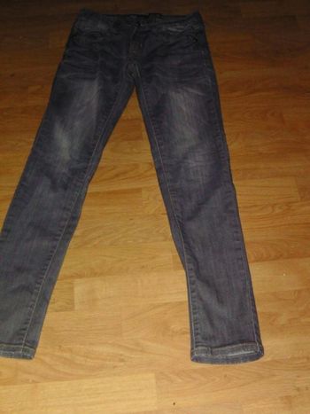 Jean EASY JEANS gris fausses plissures destroy 34 TBE