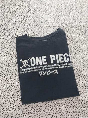 t-shirt one piece enfant 7 8 ans noir manga officiel luffy zoro nami anime