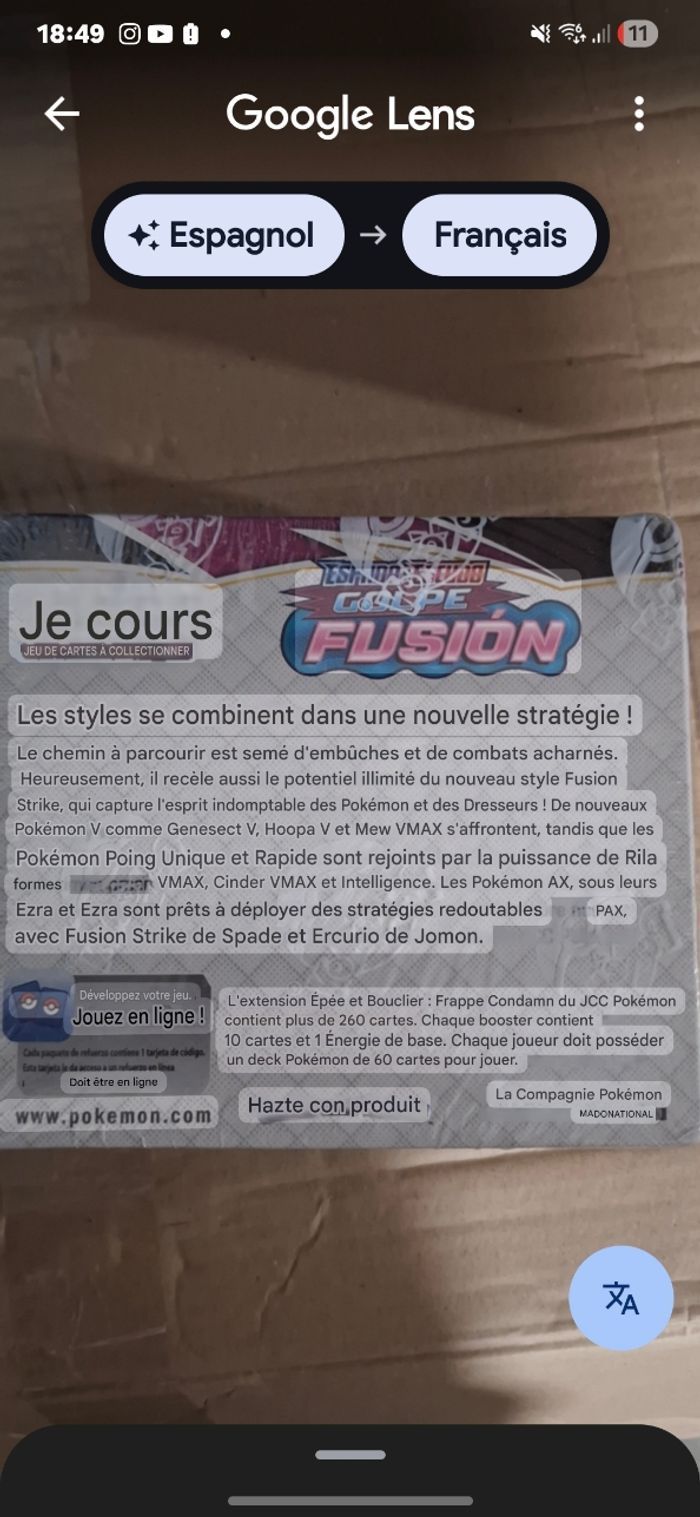 Pack carte pokemon 36 booster, poing de fusion. (Carte en espagnol ) - photo numéro 3