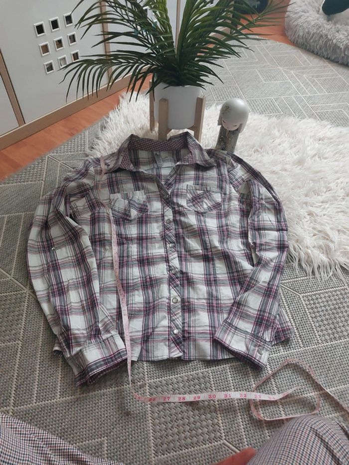 Chemise Cache Cache Taille 38 / M blanche rayé rose - photo numéro 2