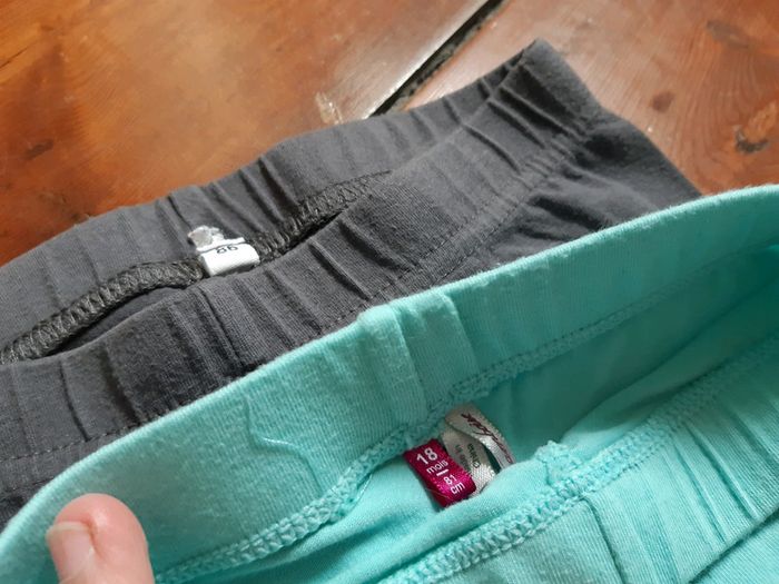 Lot 2 leggings 18 mois turquoise gris bebe fille - photo numéro 2