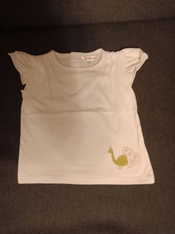 Tee shirt manches courtes blanc paon