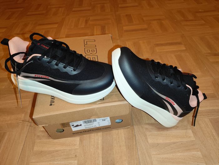 FitVille StepEase V1 Femme Chaussures de Gym rose et noires taille 37