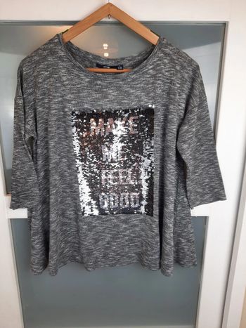 Blouse pull fin gris et argenté T 36