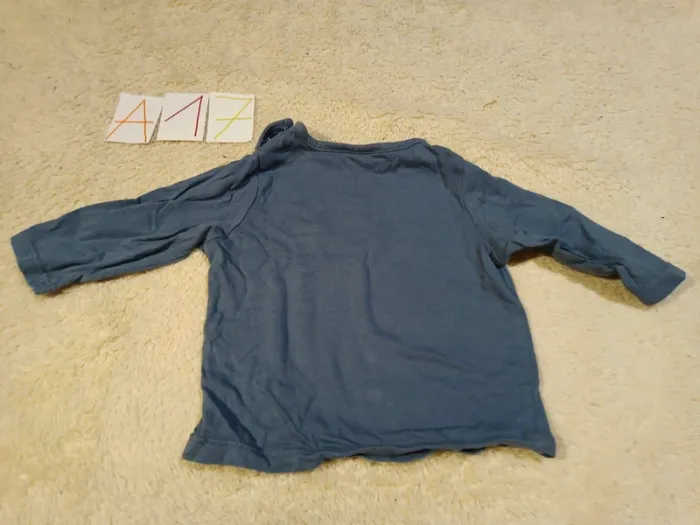 T-shirt manches longues bébé bleu-gris - photo numéro 2