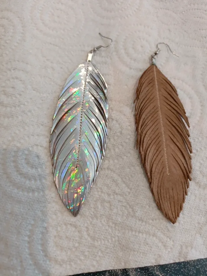 Boucles d'oreilles holographiques cuir - photo numéro 4