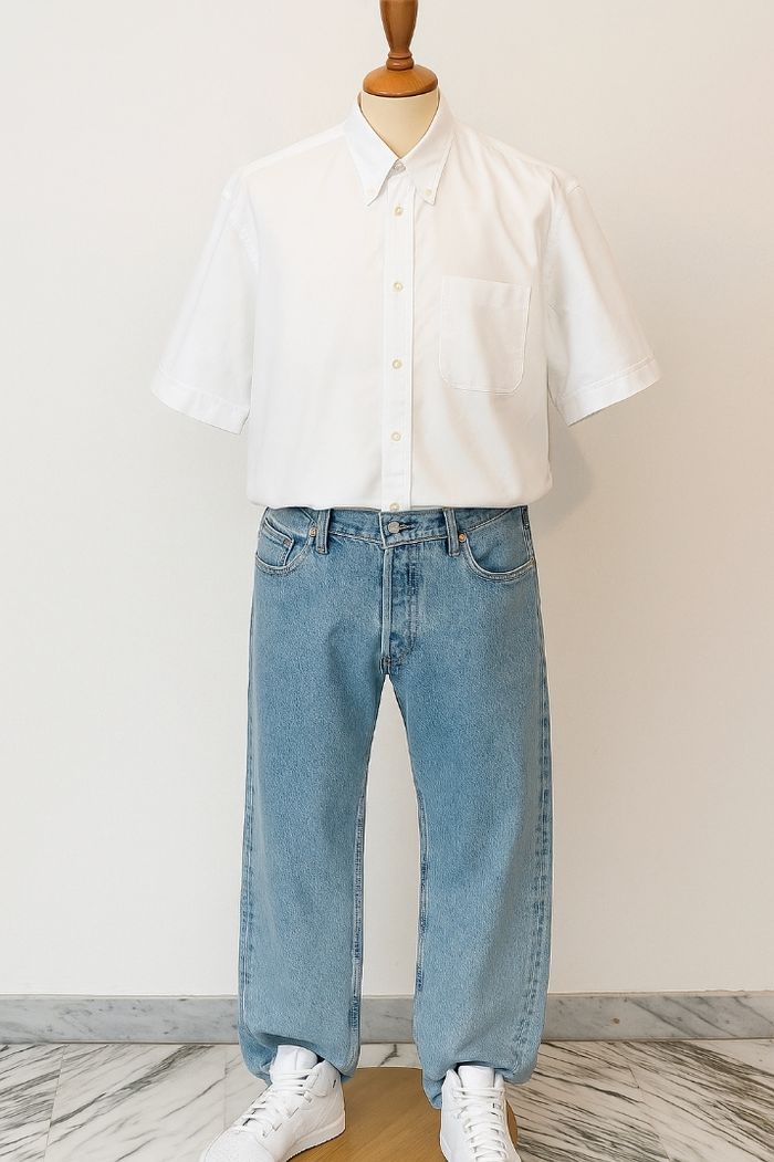 Lanvin Chemise MC T43/TUS17/TXL-Blanc-Coupe Droite-Vintage 90s-100%Coton en TBE - photo numéro 2