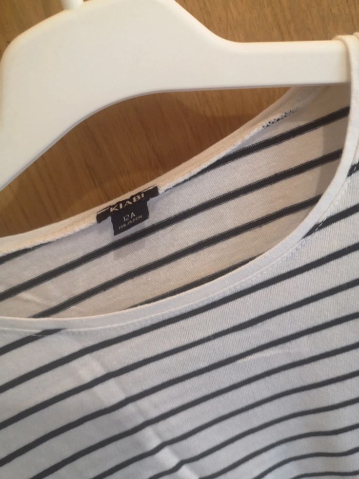 T-shirt Kiabi ligné en noir et blanc 12 ans - photo numéro 5