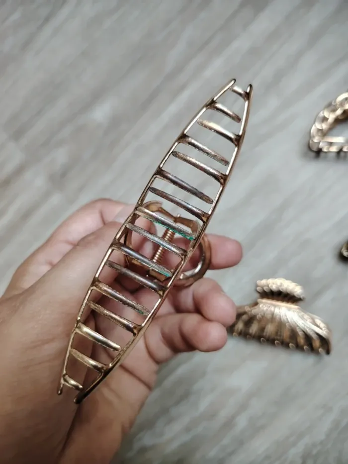 Lot de 5 pinces à cheveux dorées - photo numéro 2