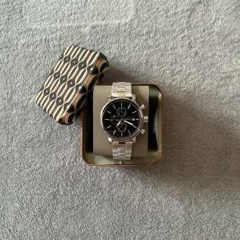 Montre Fossil 42mm homme argent cadran noir
