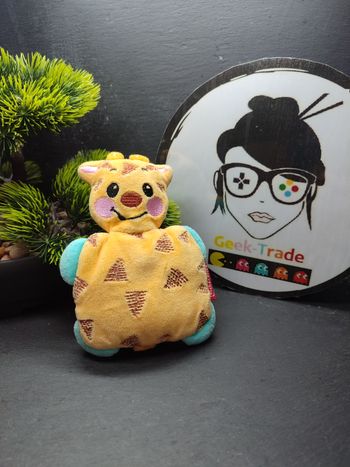 Doudou semi plat girafe beige bleu vache carré triangle ancien Orange Jaune Rose