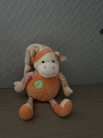 Doudou peluche  gipsy vache orange