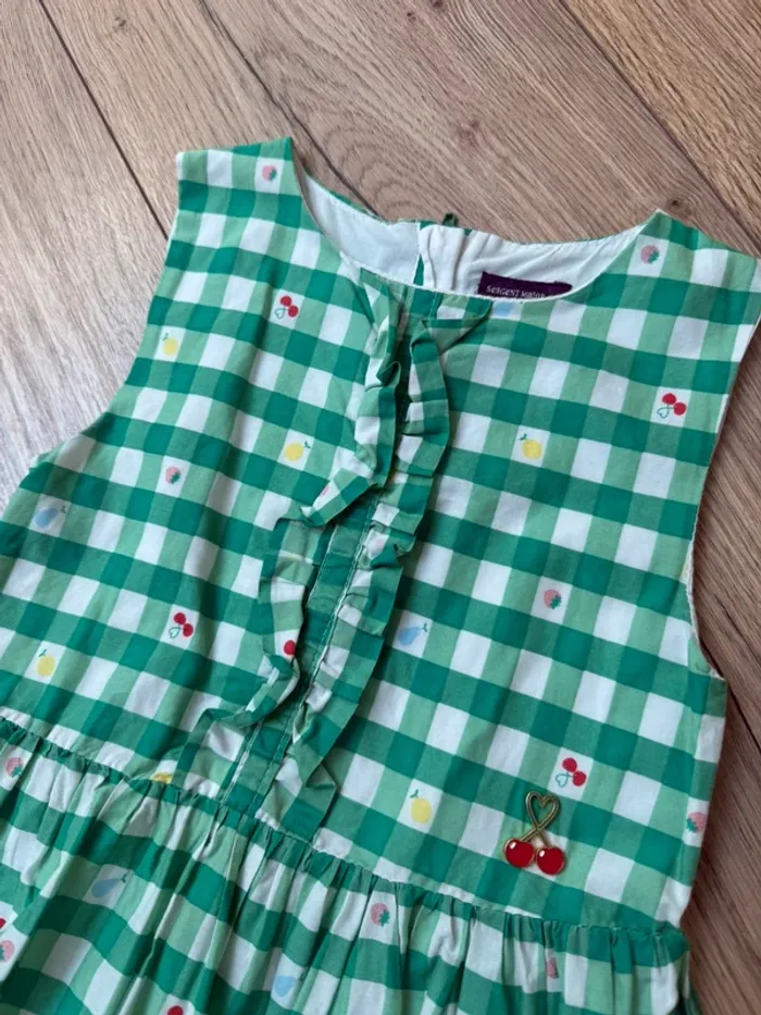 Robe à carreaux vertes thème fruits  Sergent Major - 5 ans - photo numéro 3
