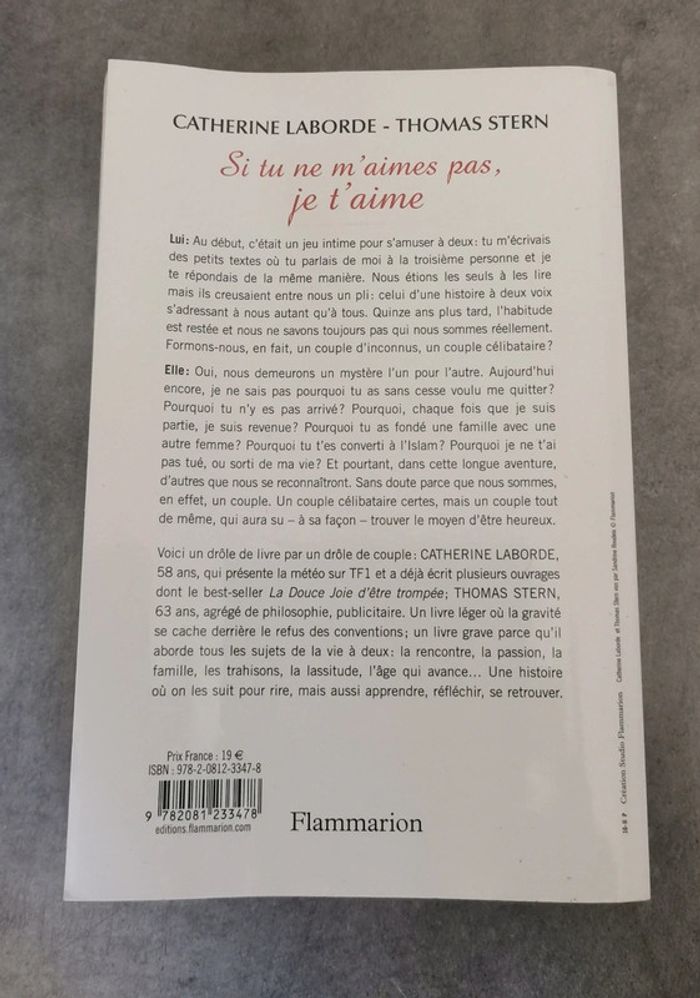 Si tu ne m'aimes pas je t'aime Catherine Laborde Thomas Stern - photo numéro 2
