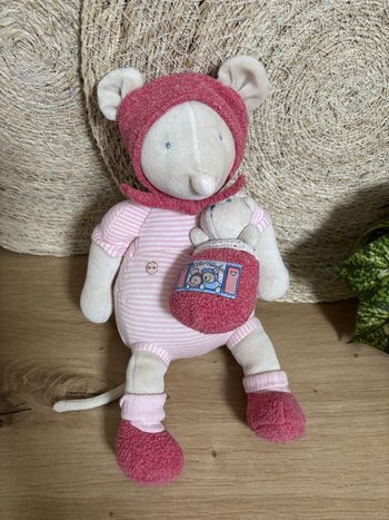 Doudou souris musical rose Lila patachon moulin roty