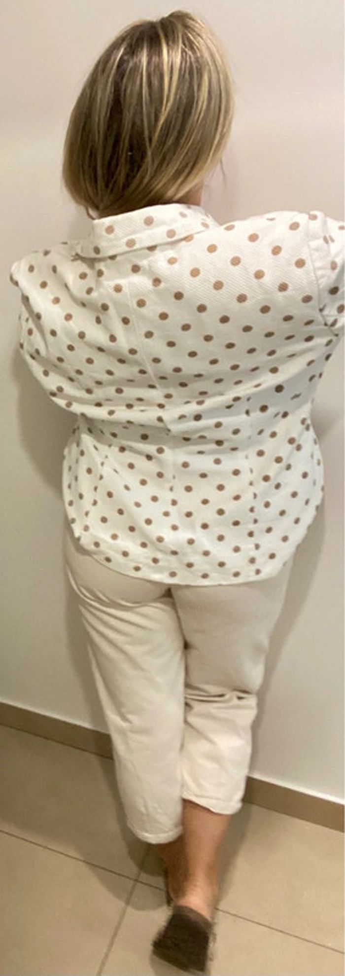 Veste blazer à pois beige - Pierre Balmain Taille 42-44 - photo numéro 5
