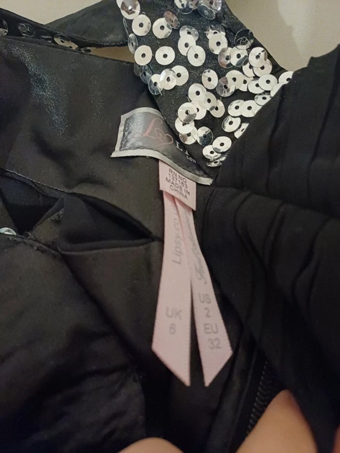 Robe longue noire de soirée/cocktail avec sequins Lipsy taille XS 34 - photo numéro 10