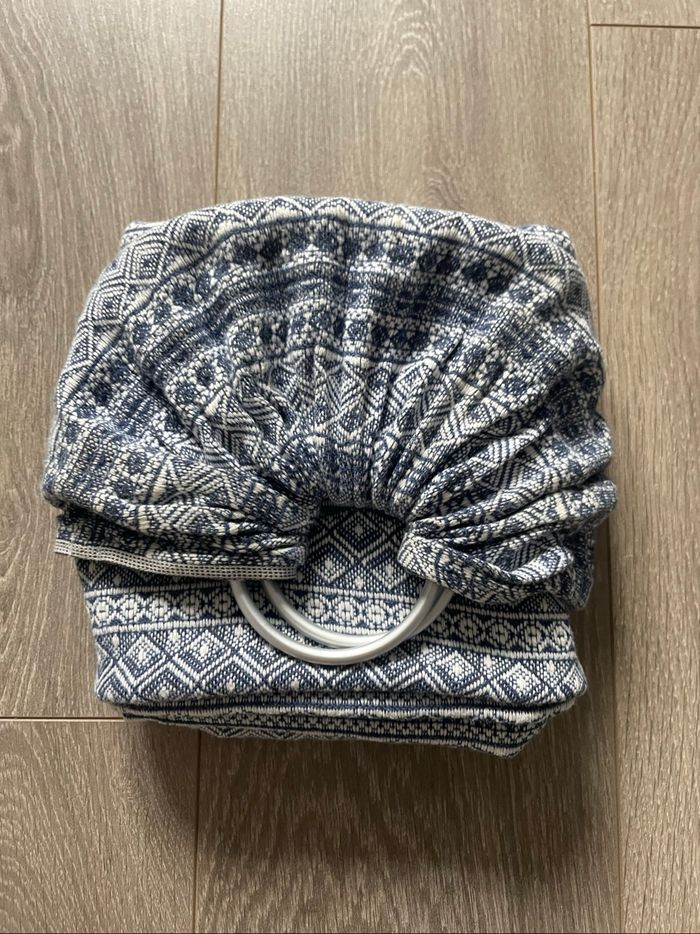 Portage sling ringsling de la marque Didymos prima coure Datk bleue and White 100% coton - photo numéro 4