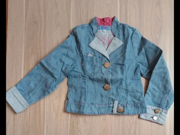 Veste en jean Kenzo 6 en broderie rose gros boutons