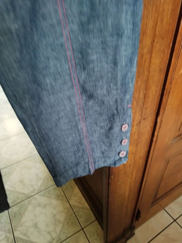 Pantacourt bleu rose vintage style denim y2k 38 - photo numéro 6