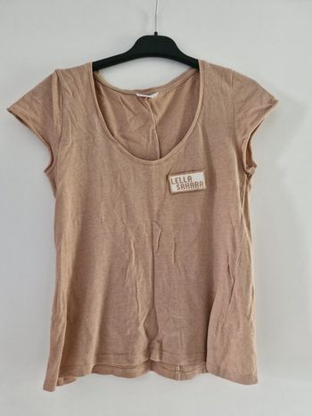 T-shirt beige pailleté