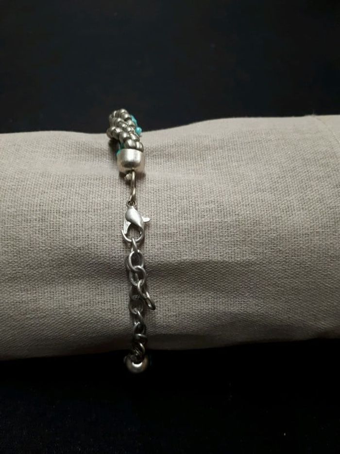 Bracelet entrelacé argenté et bleu - photo numéro 2