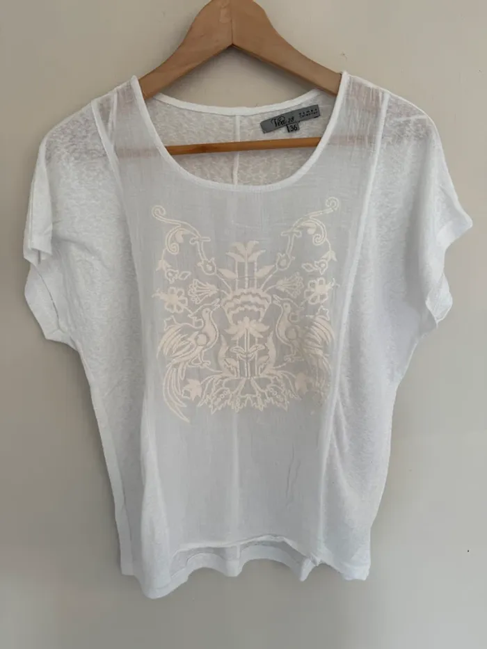 T-shirt blanc broderie