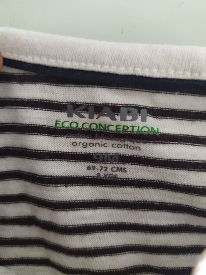 Tee-shirt marinière manches longues à rayures coton biologique Kiabi 69-72 cm - photo numéro 3