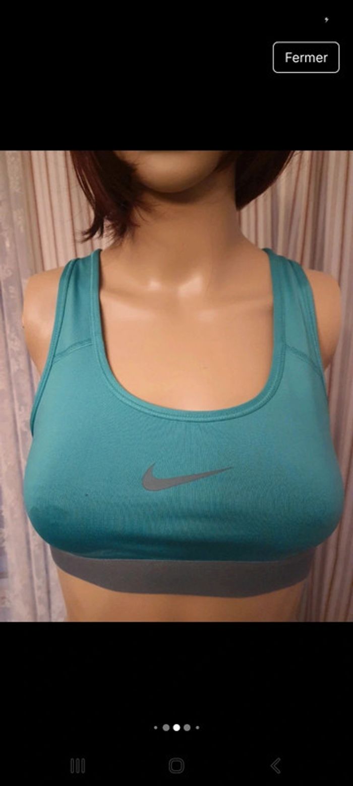 Brassière de sport tourquoise/gris Nike taille S - photo numéro 3
