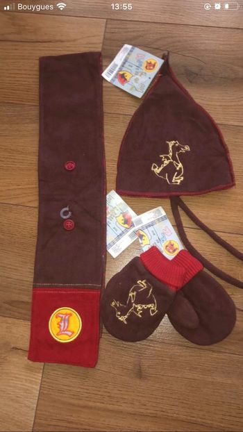 Ensemble echarpe 🧸bonnet et gants chocolat dragon🧸 vintage