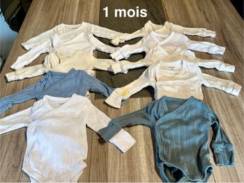 Lot bodies unis 1 mois