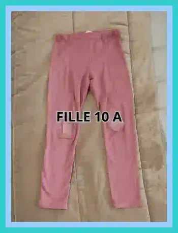 Legging rose lila H&M intérieur molleton fille 10 ans