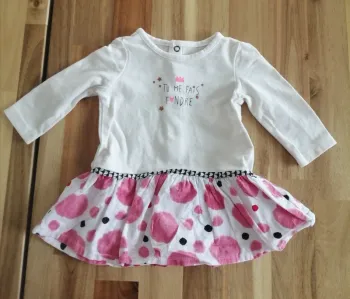 Robe manche longue catimini blanc cassé rose