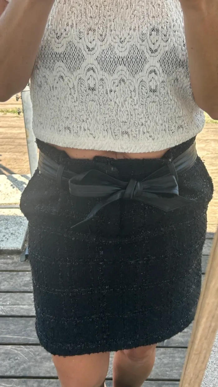 Jupe Kaporal Noire chic effet Tweed - photo numéro 3