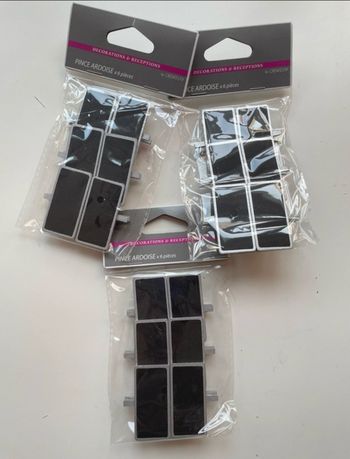 3 paquets de 6´portes-nom ardoise argentés