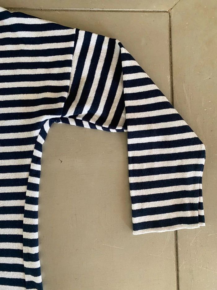 Pull Marinière en maille blanche et marine à rayures taille M - photo numéro 13