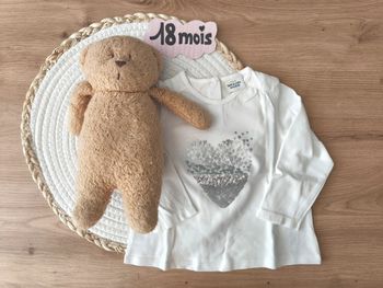 Tee shirt coeur argenté