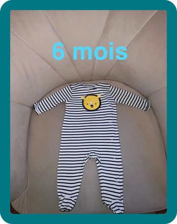 Pyjama rayé lion 6 mois - Carrement Beau