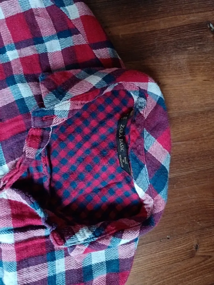 Chemise à carreaux avec poche femme - photo numéro 2