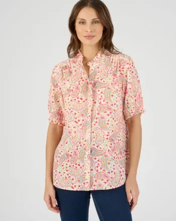 Chemisier fantaisie volantée - Pastel Indien - Damart - taille 46