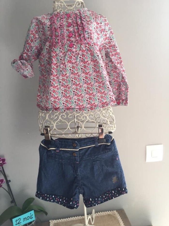 Ensemble blouse et short fille 12 mois lulu castagnette Tissaia