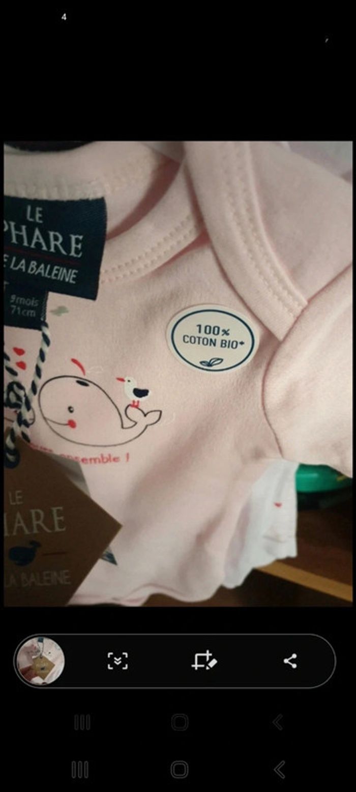 Lot 4 bodys + 1 dors bien en coton bio 6 mois - photo numéro 12