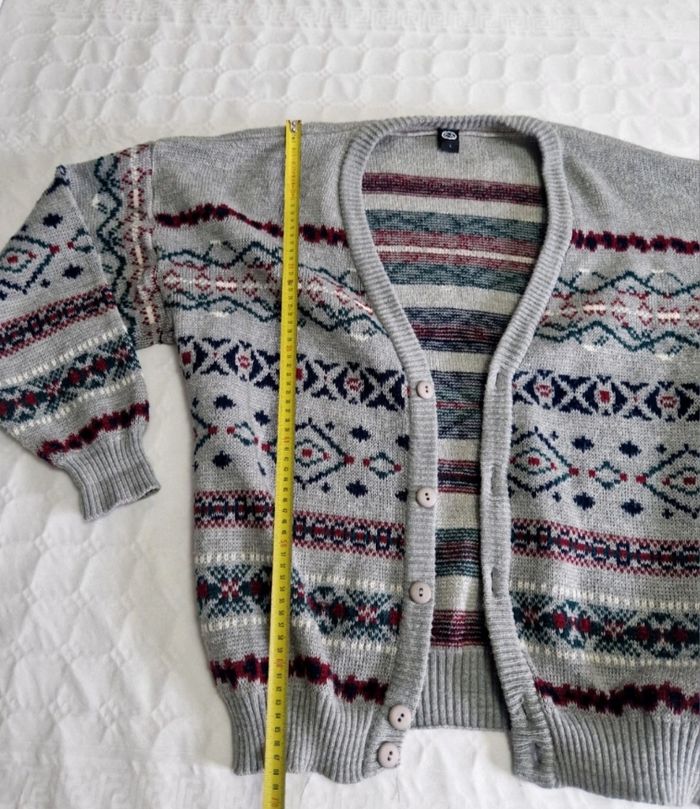 Gilet Homme C&a Gris Vintage Scandinave Cardigan taille L décontracté - photo numéro 4