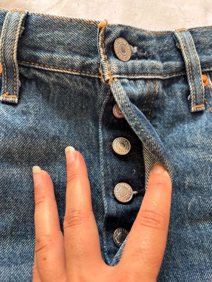 Short Levi’s 501 mini court bleu frange effiloché – taille haute style destroy Levi’s Premium L/40 - photo numéro 4